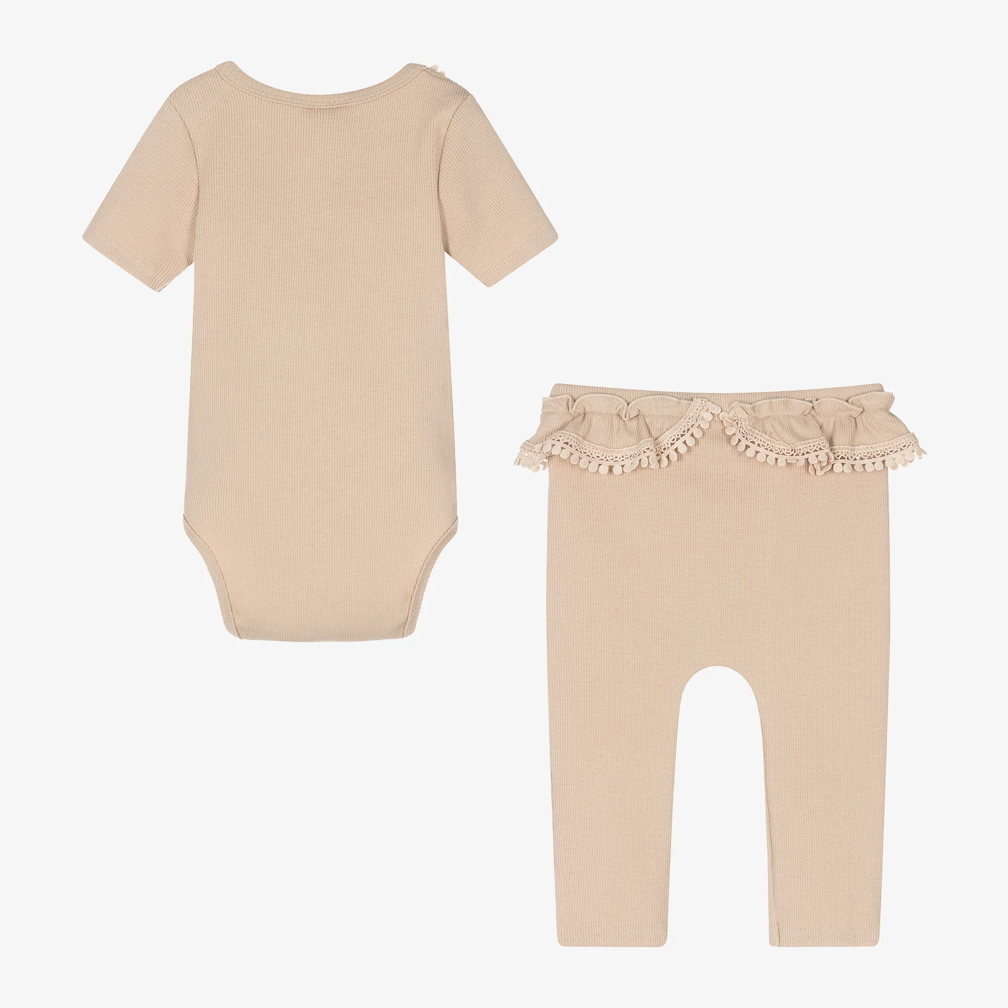 Baby Girls Beige Cotton Leggings Set