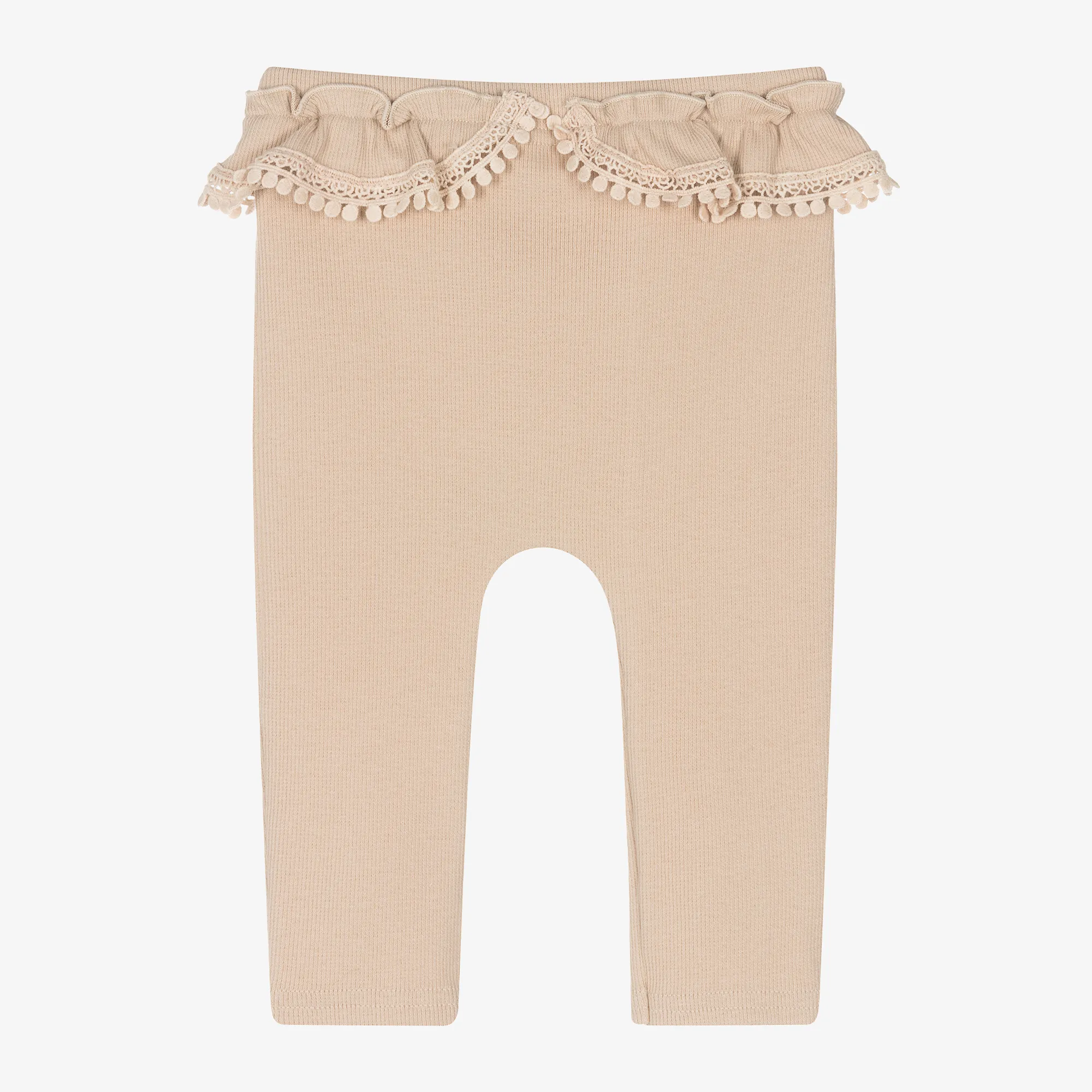 Baby Girls Beige Cotton Leggings Set