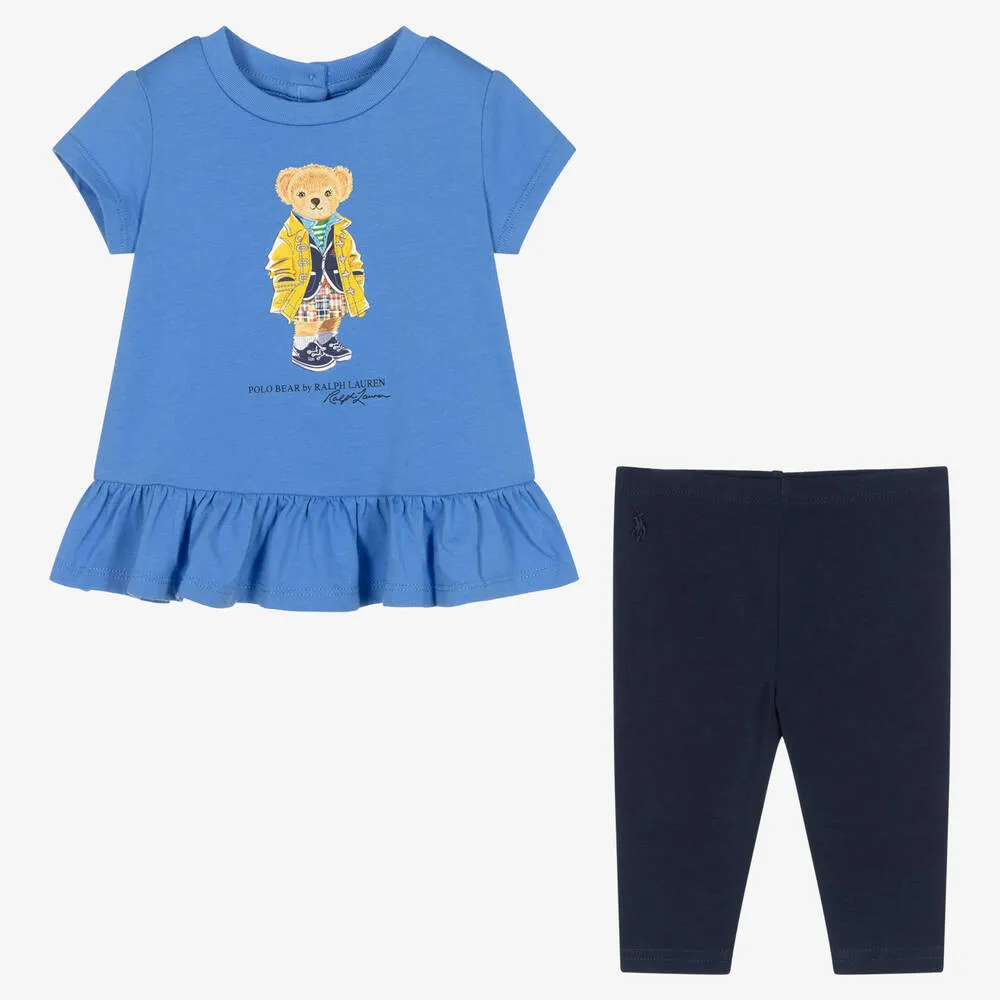 Baby Girls Blue Cotton Leggings Set