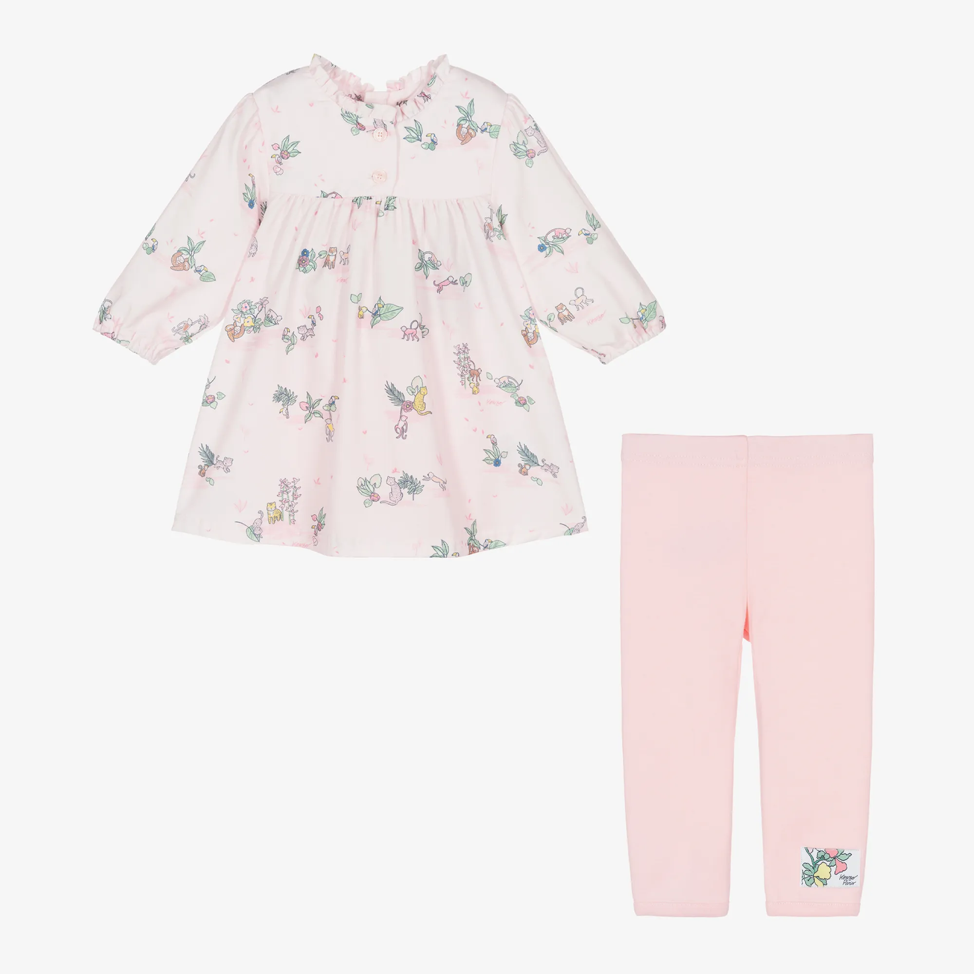 Baby Girls Pink Jungle Cotton Leggings Set