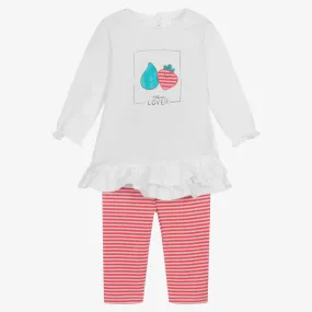 Baby Girls Pink Stripe Cotton Leggings Set