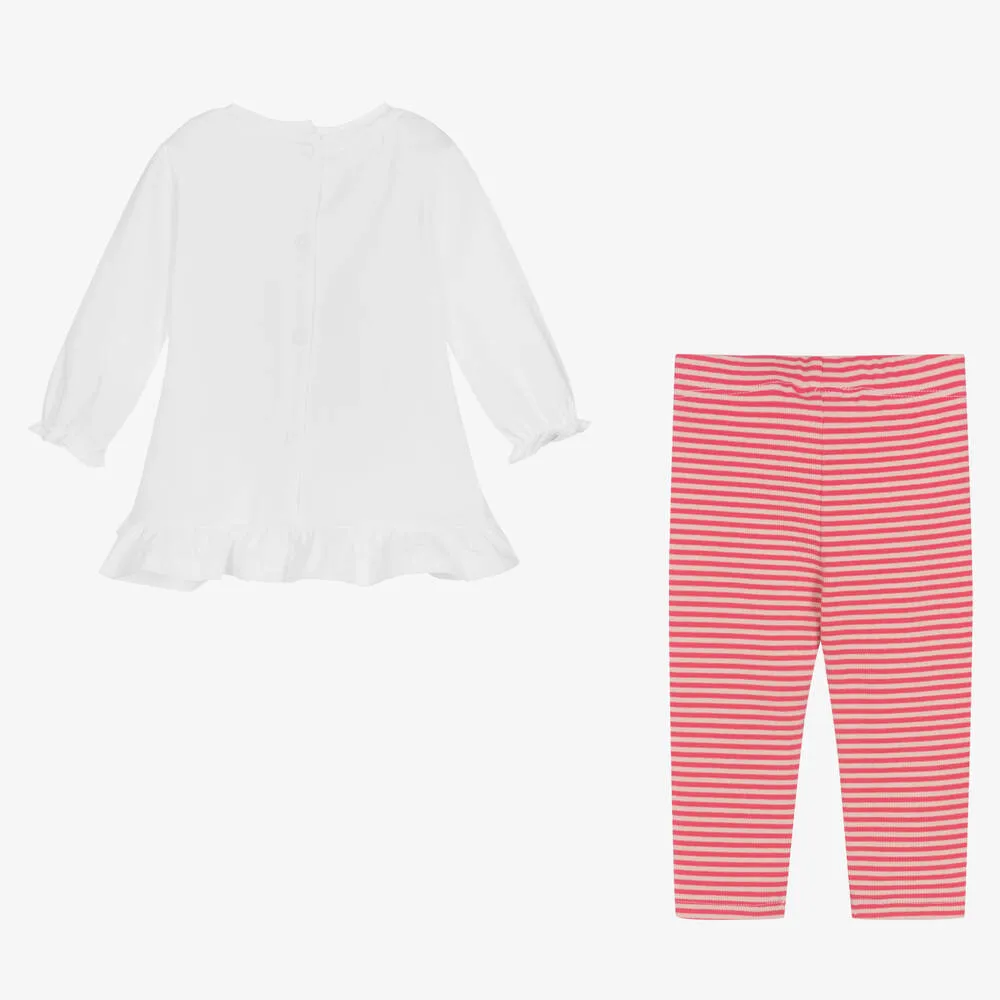 Baby Girls Pink Stripe Cotton Leggings Set