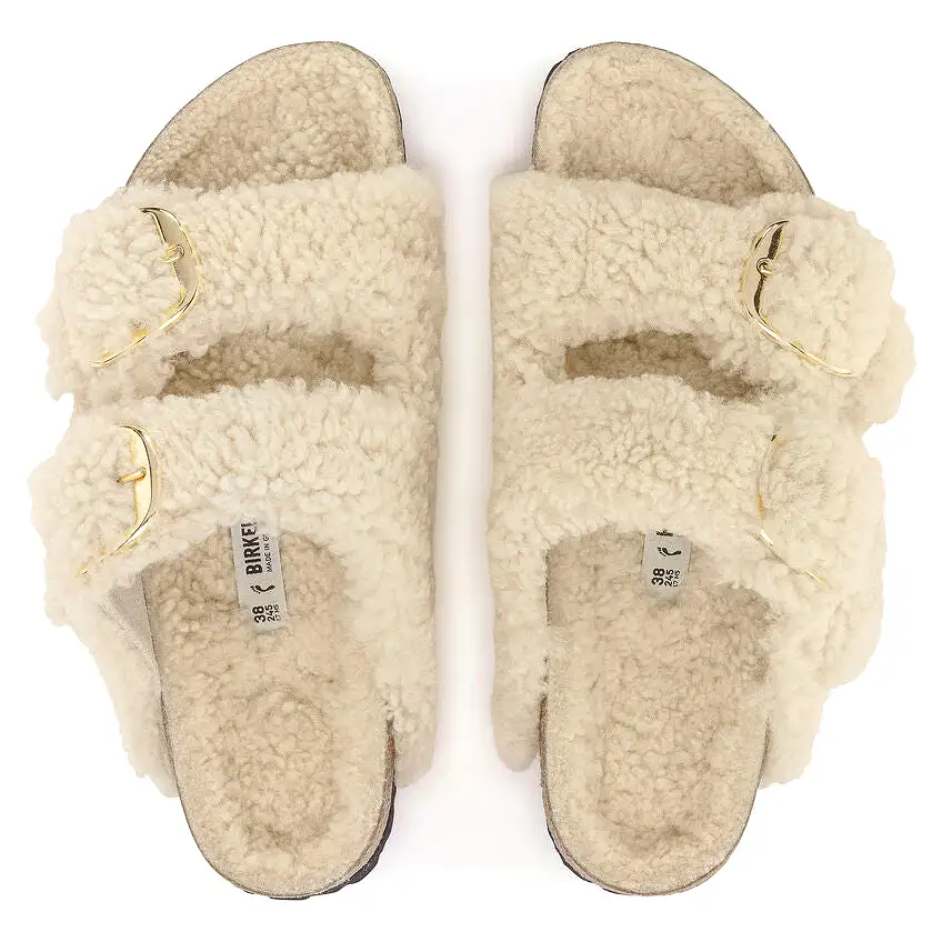 Birkenstock Arizona Big Buckle Teddy Eggshell   