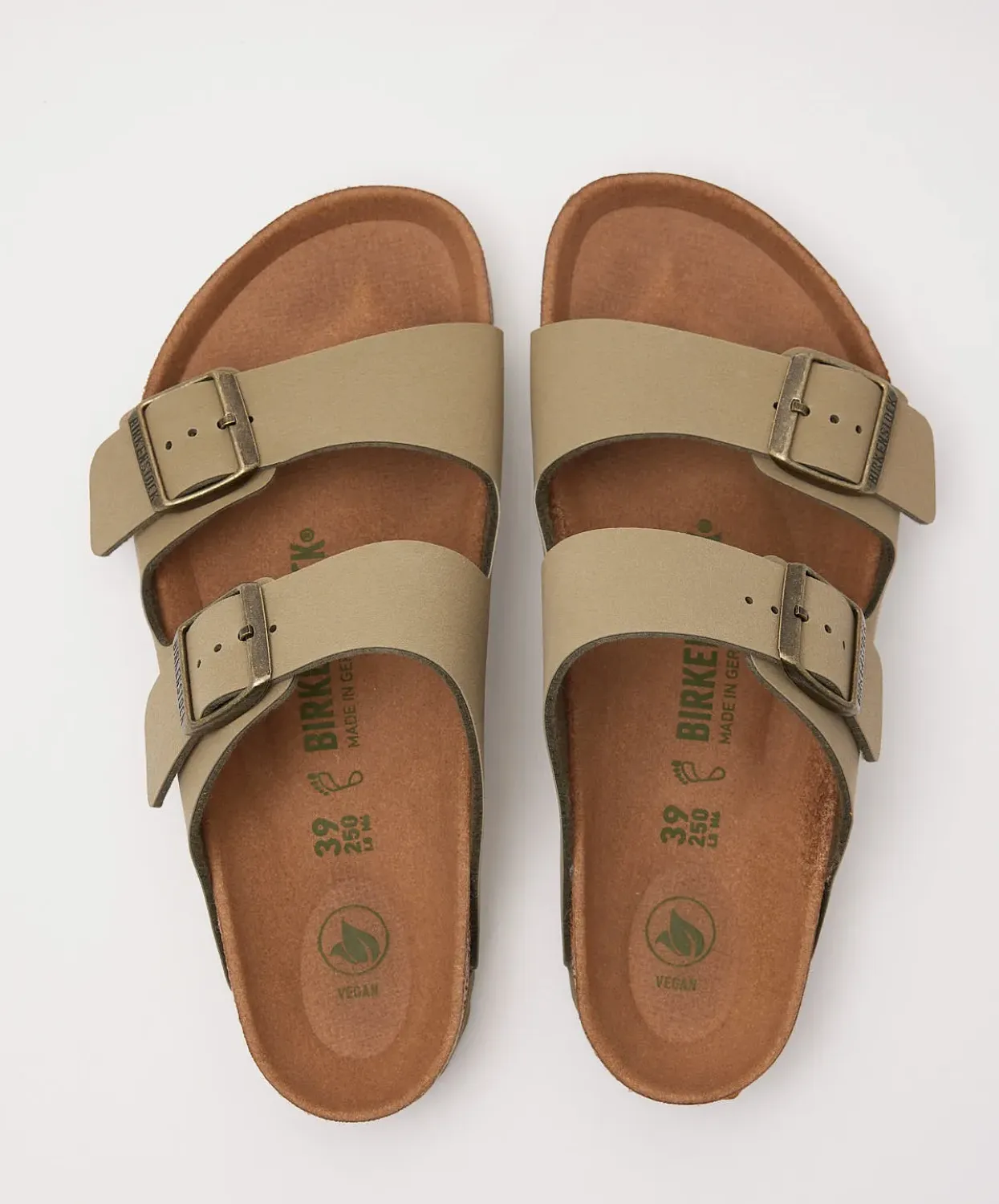 Birkenstock Arizona BirkiBuc Earthy Faded Khaki Vegan Sandals