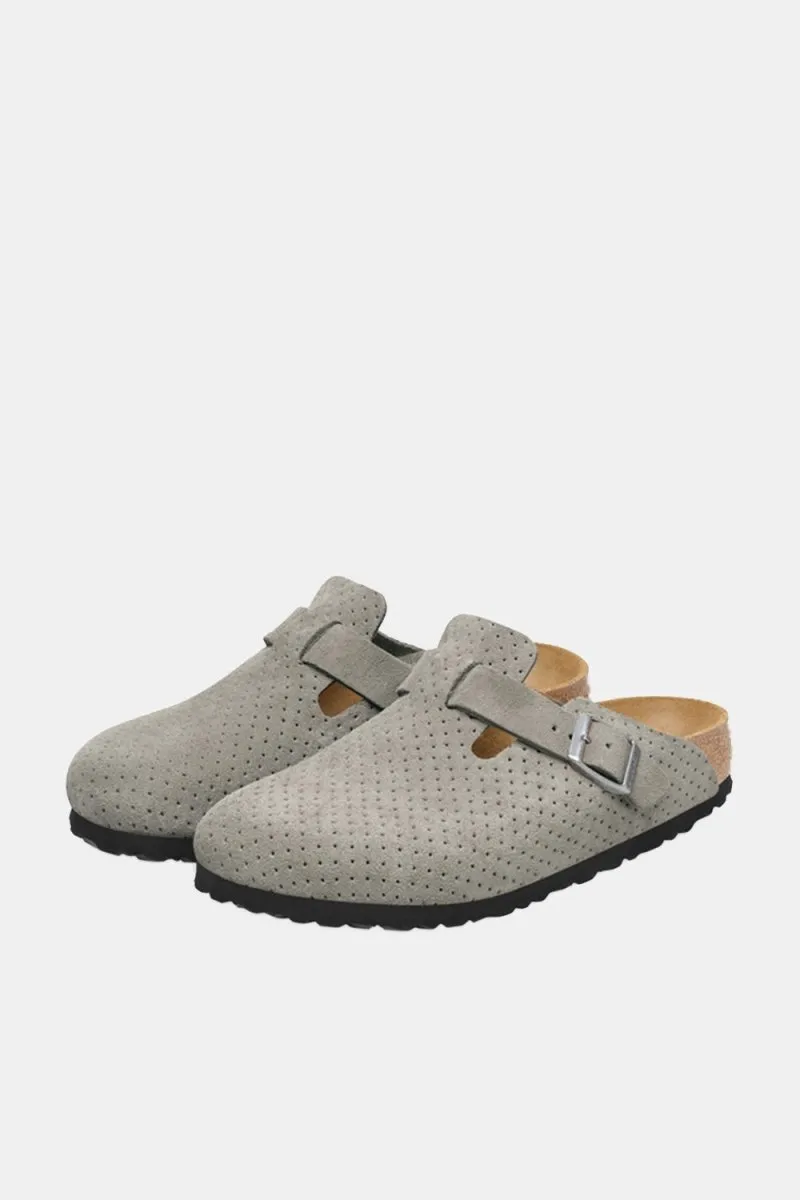 Birkenstock Boston BS Suede Embossed (Emboss Dots Stone Coin)