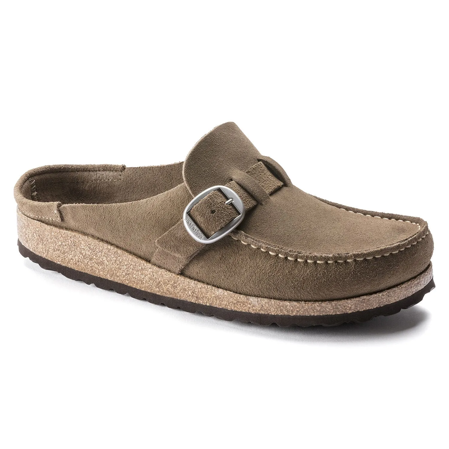 Birkenstock Buckley Suede Leather Clog in Gray Taupe