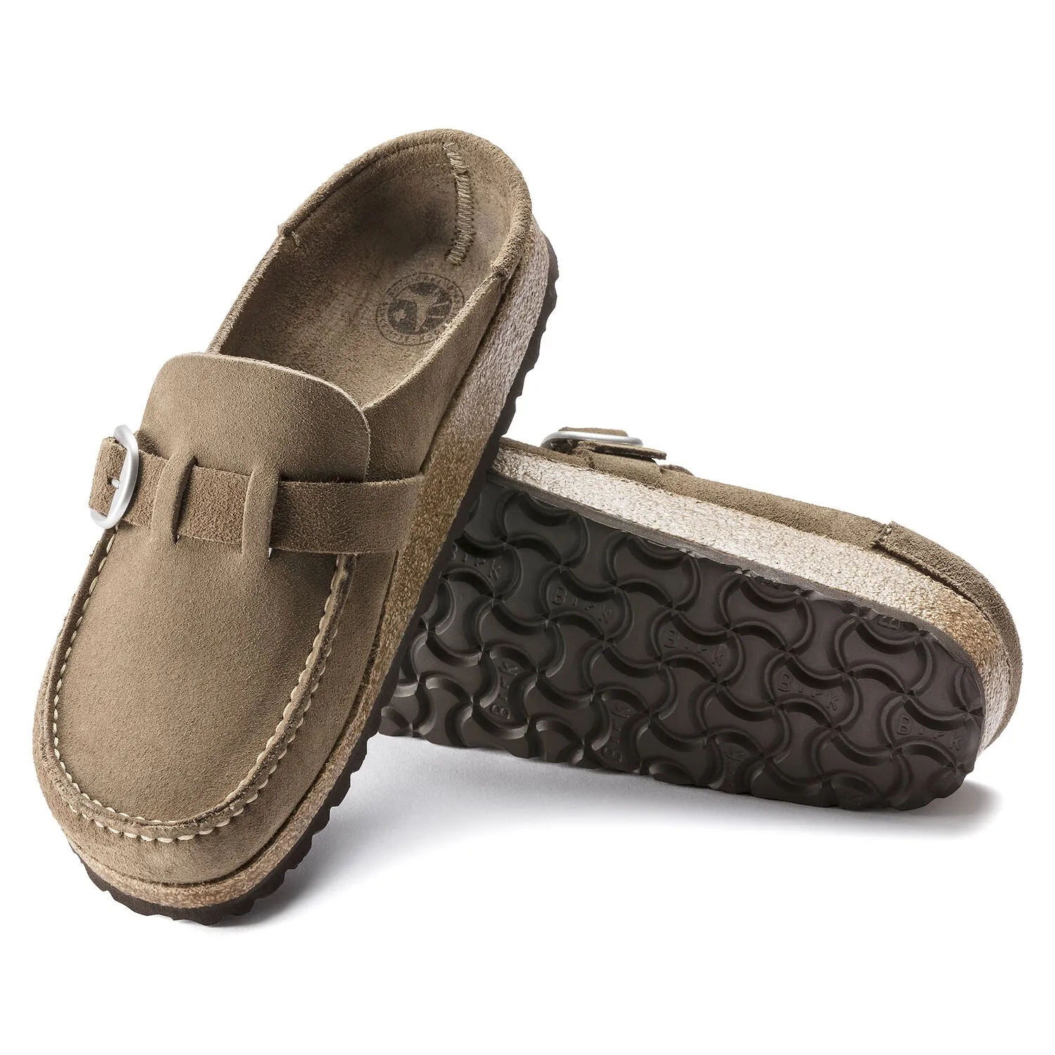 Birkenstock Buckley Suede Leather Clog in Gray Taupe