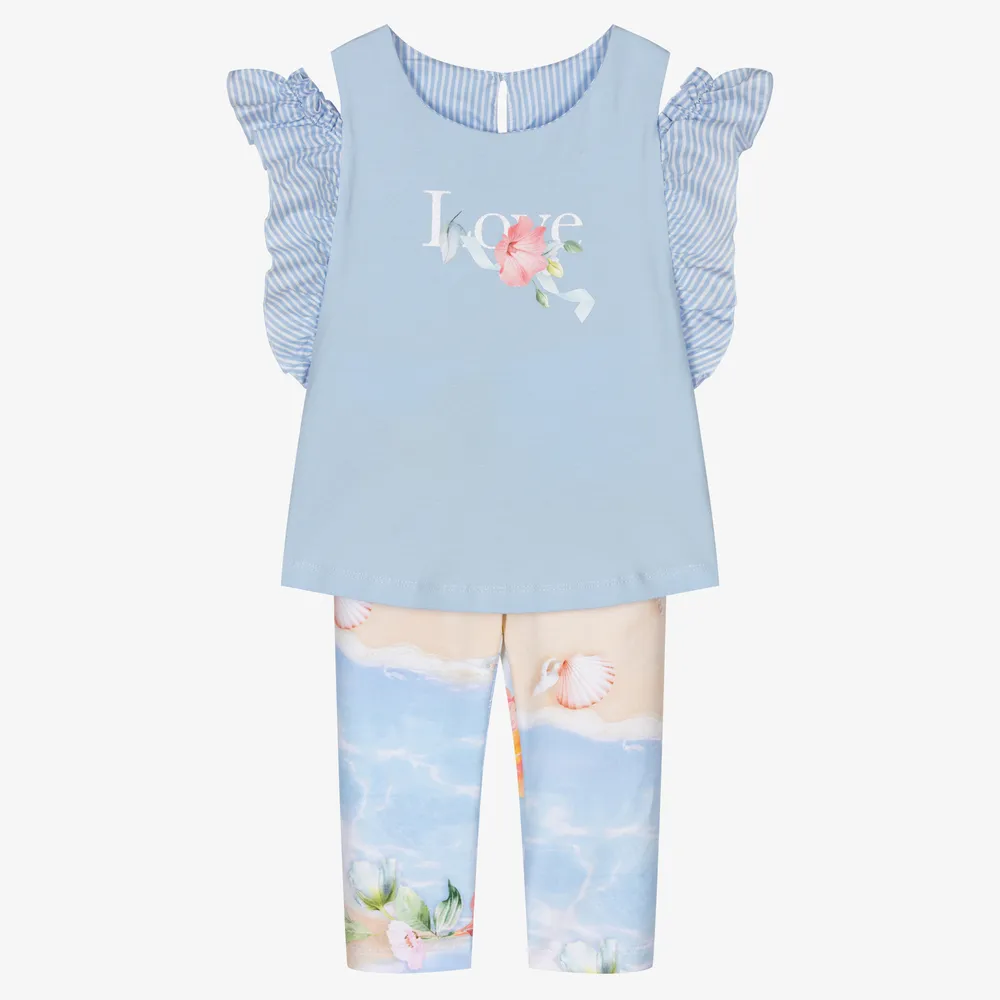 Blue Cotton Leggings Set