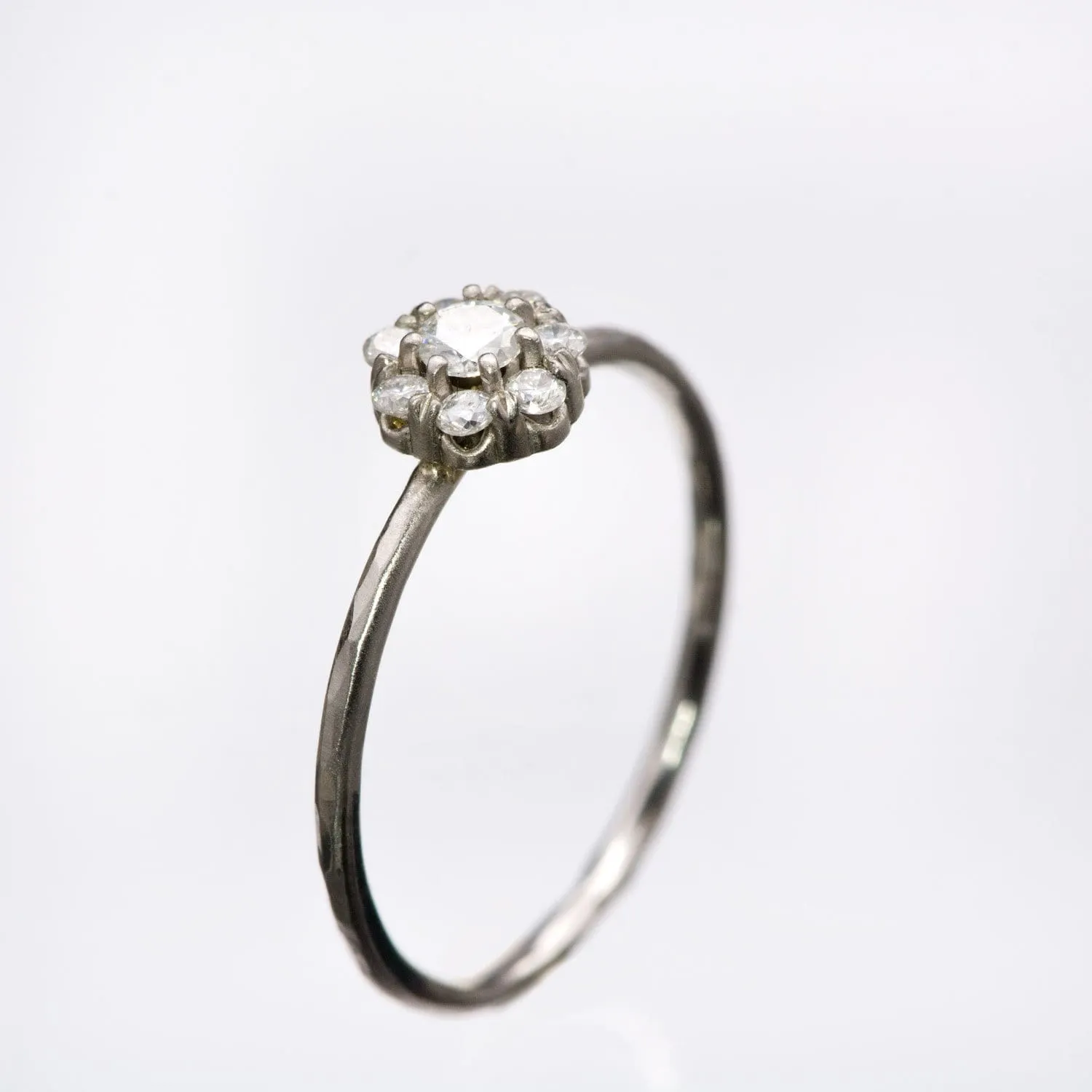 Cluster Moissanite Palladium Stacking Ring, size 4 to 9