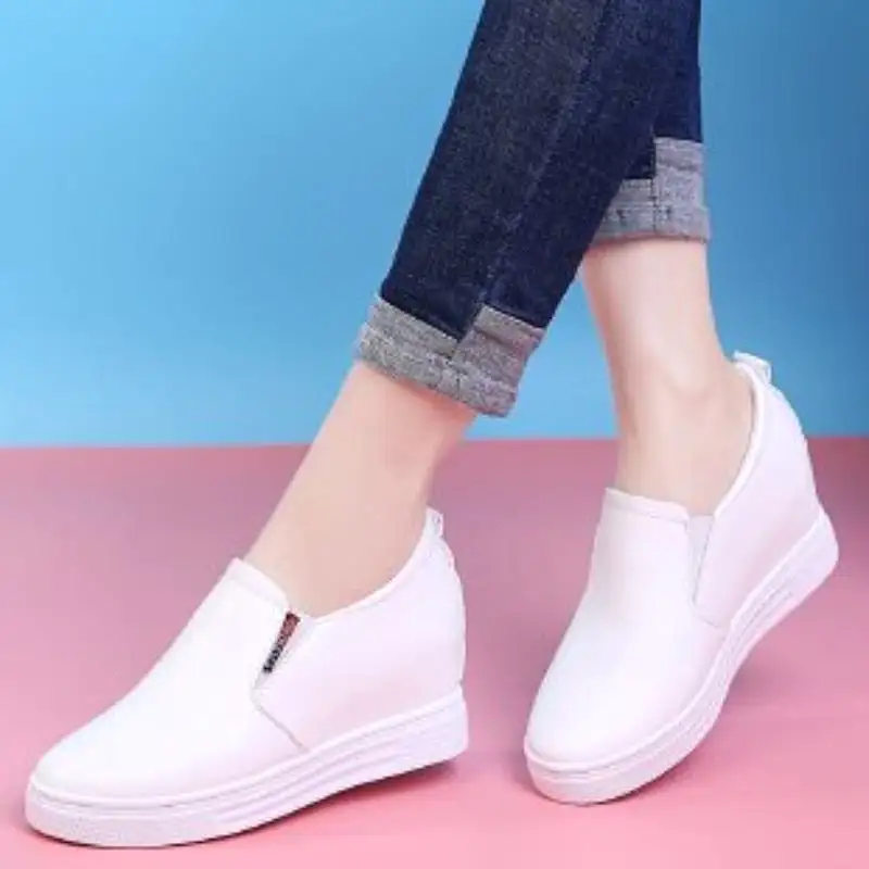 Easy Slip on white Shoes platform non-slip flat leather fashion casual shoes women's flat white shoes women's shoes