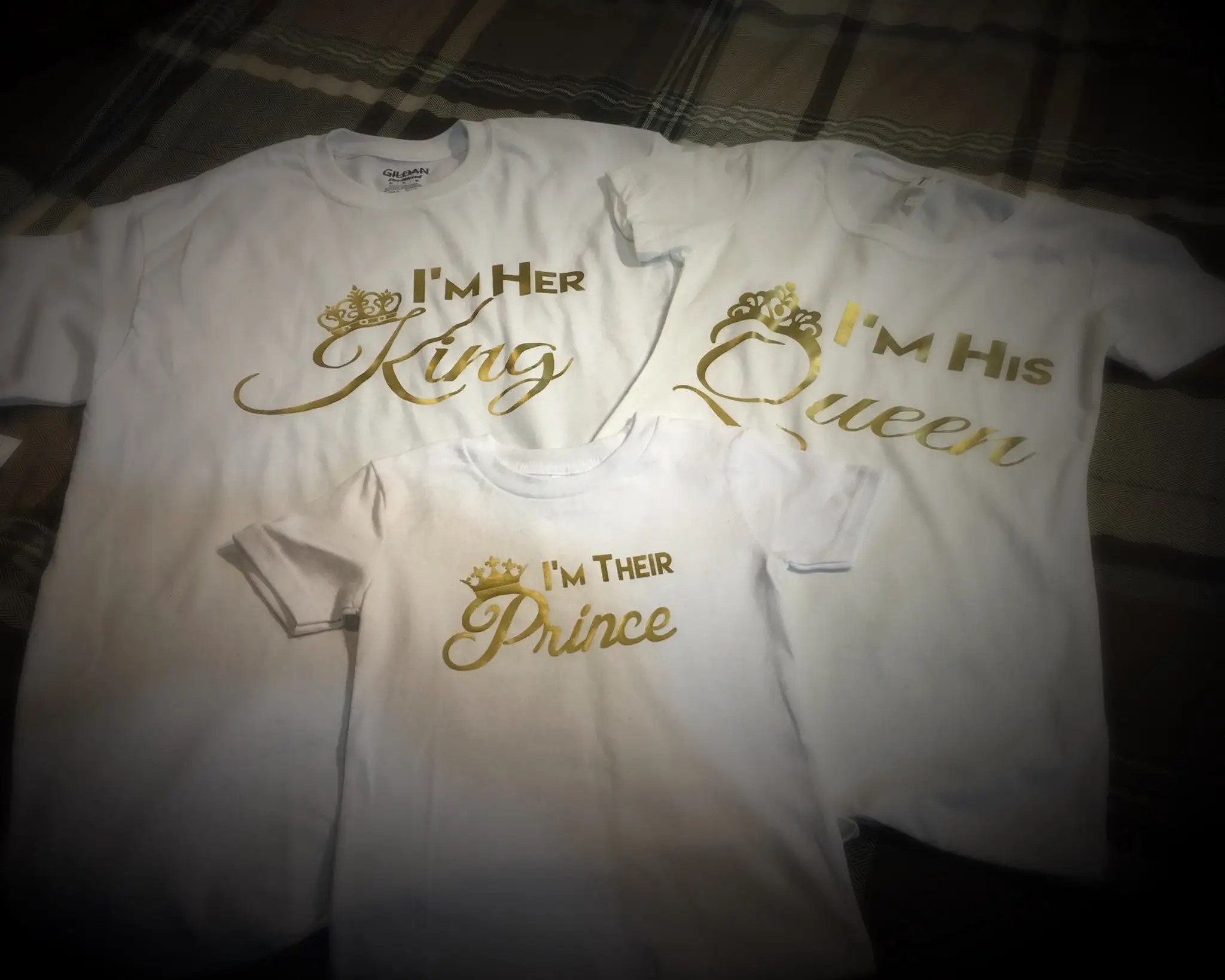 Family - King,Queen,Princess or Prince T-Shirt - White w/ Gold Graphics