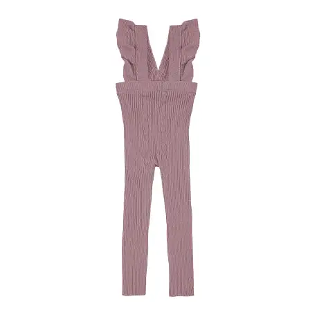 FLOUNCED SUSPENDER COTTON LEGGINGS IRIS