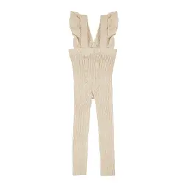 FLOUNCED SUSPENDER COTTON LEGGINGS LINEN