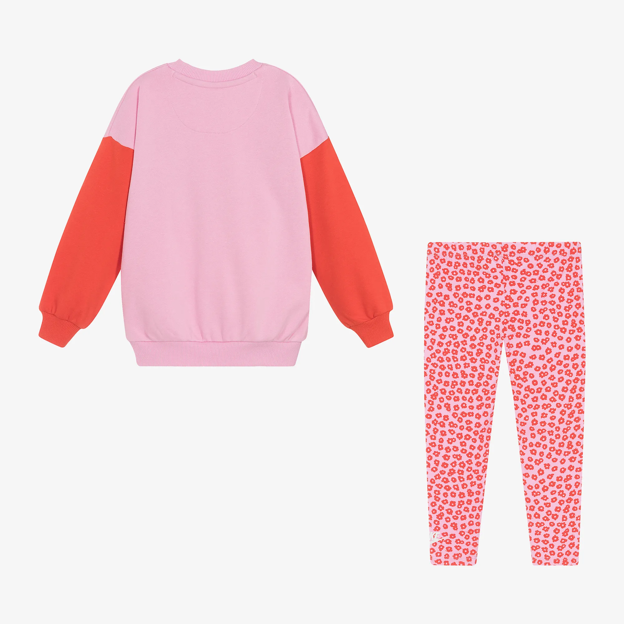 Girls Pink Floral Cotton Leggings Set