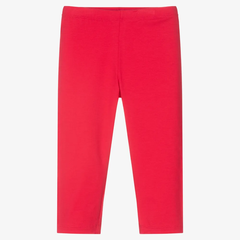 Girls Red Cotton Leggings