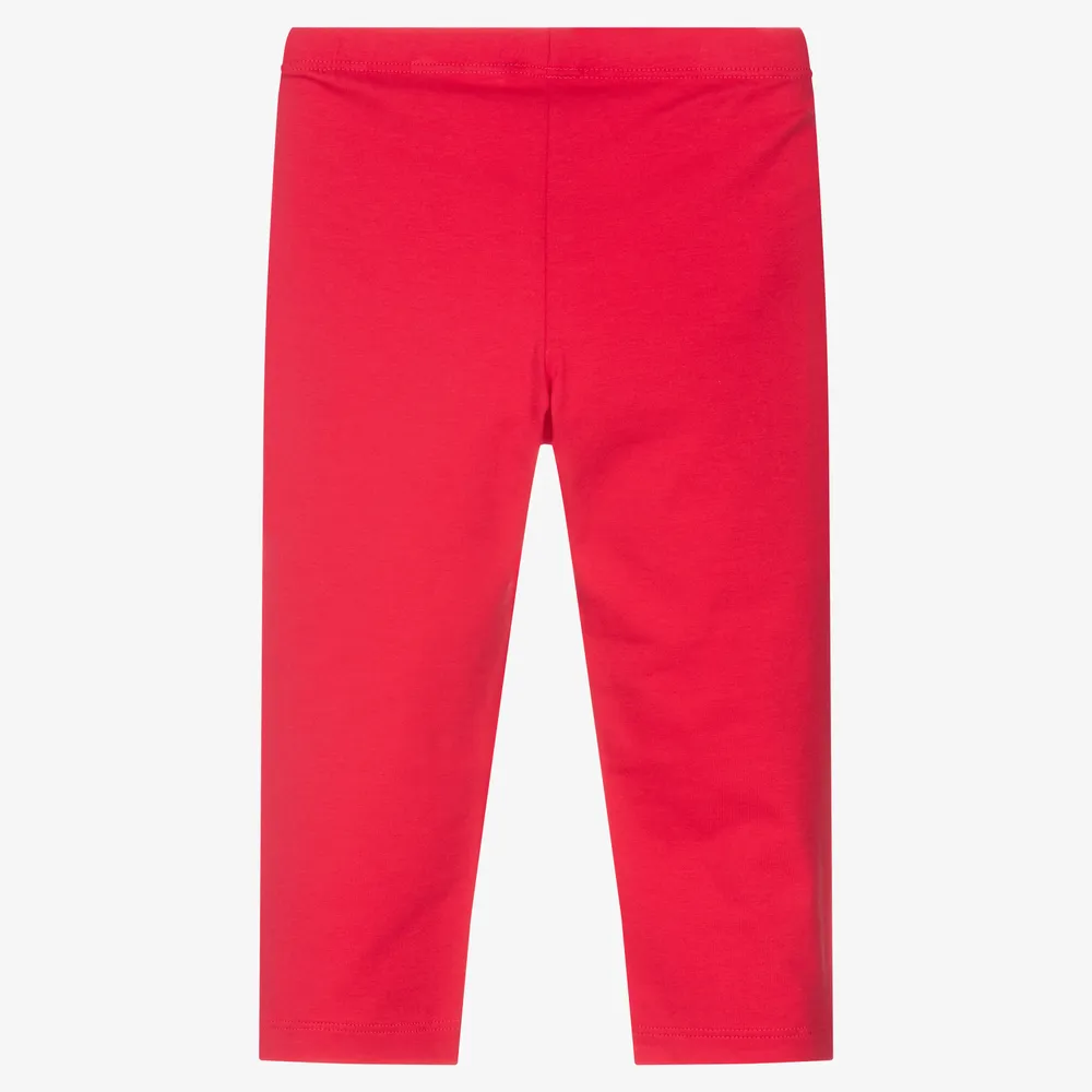 Girls Red Cotton Leggings