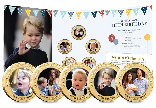 HRH Prince George's 5th Birthday Gold-plated Five Coin Set