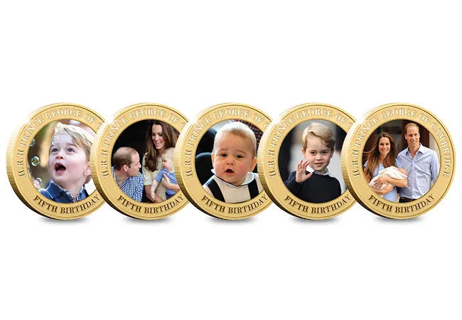 HRH Prince George's 5th Birthday Gold-plated Five Coin Set