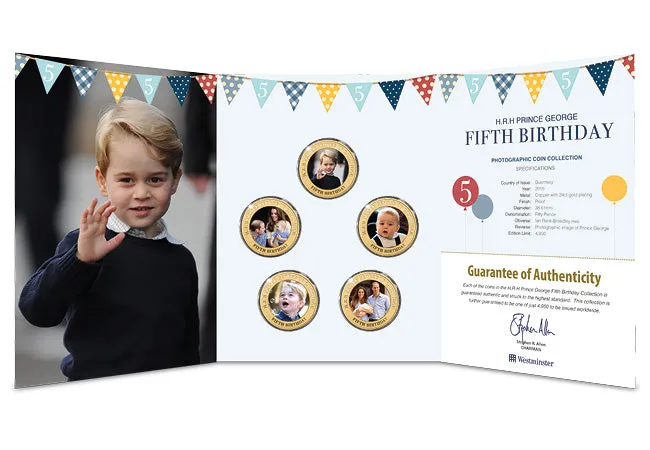 HRH Prince George's 5th Birthday Gold-plated Five Coin Set