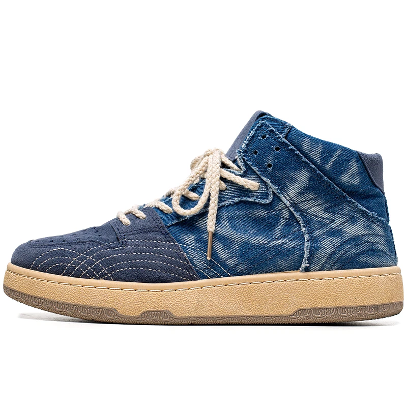 Men Denim High Top Casual Shoes 