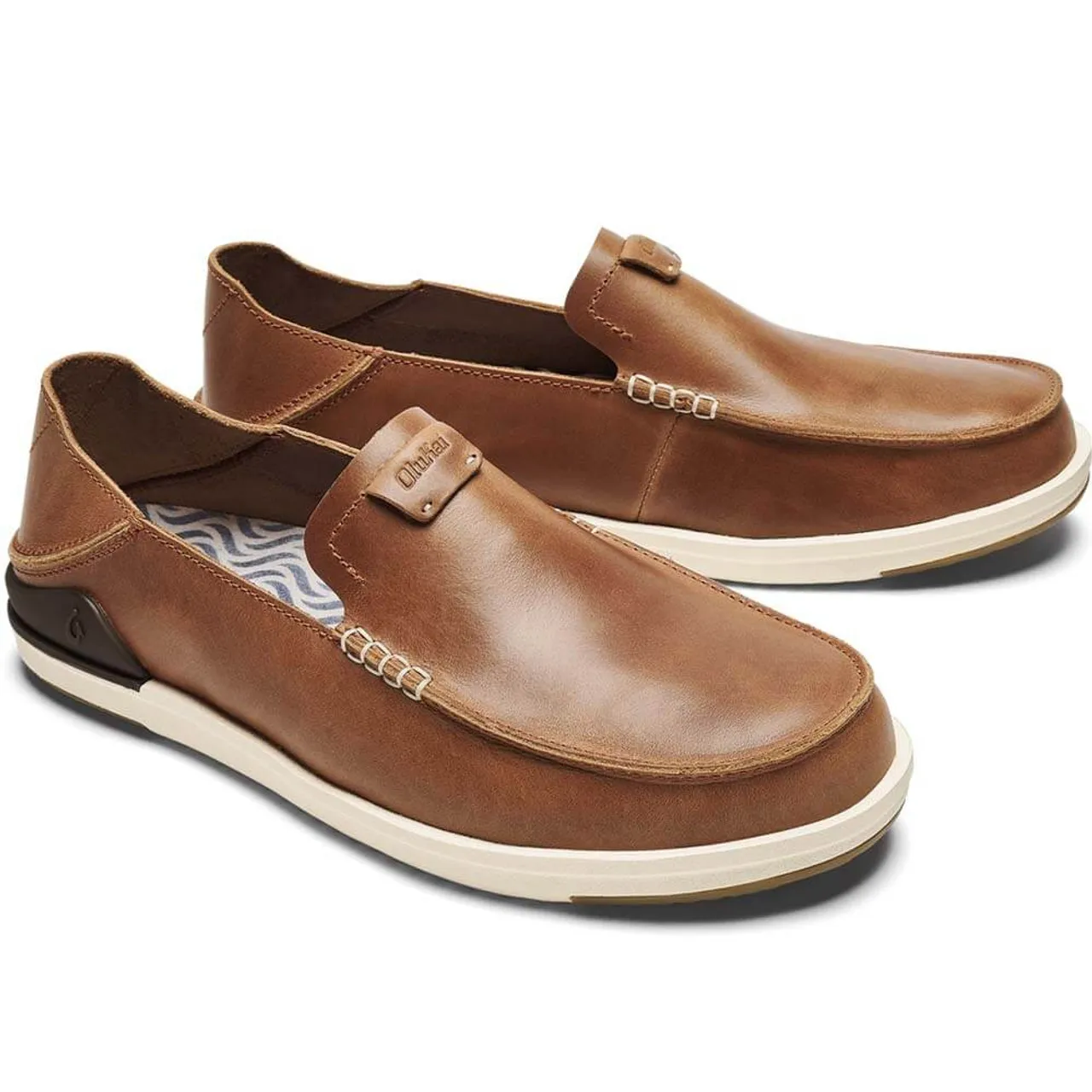 Men's Olukai Kakaha Leather Slip On Loafer - Fox