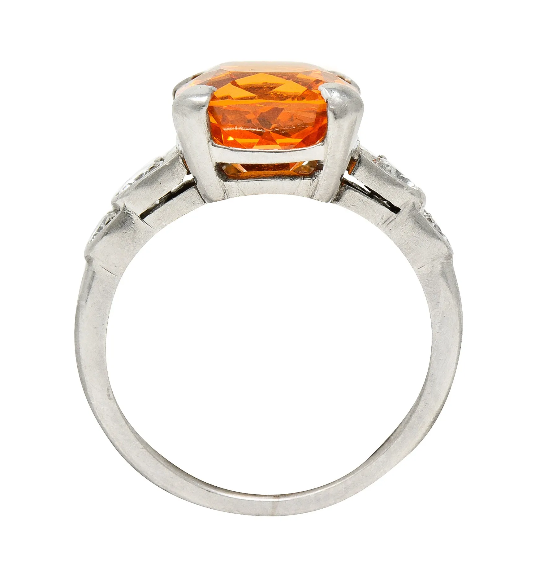 Mid-Century Spessartine Garnet Diamond Palladium Cocktail Ring