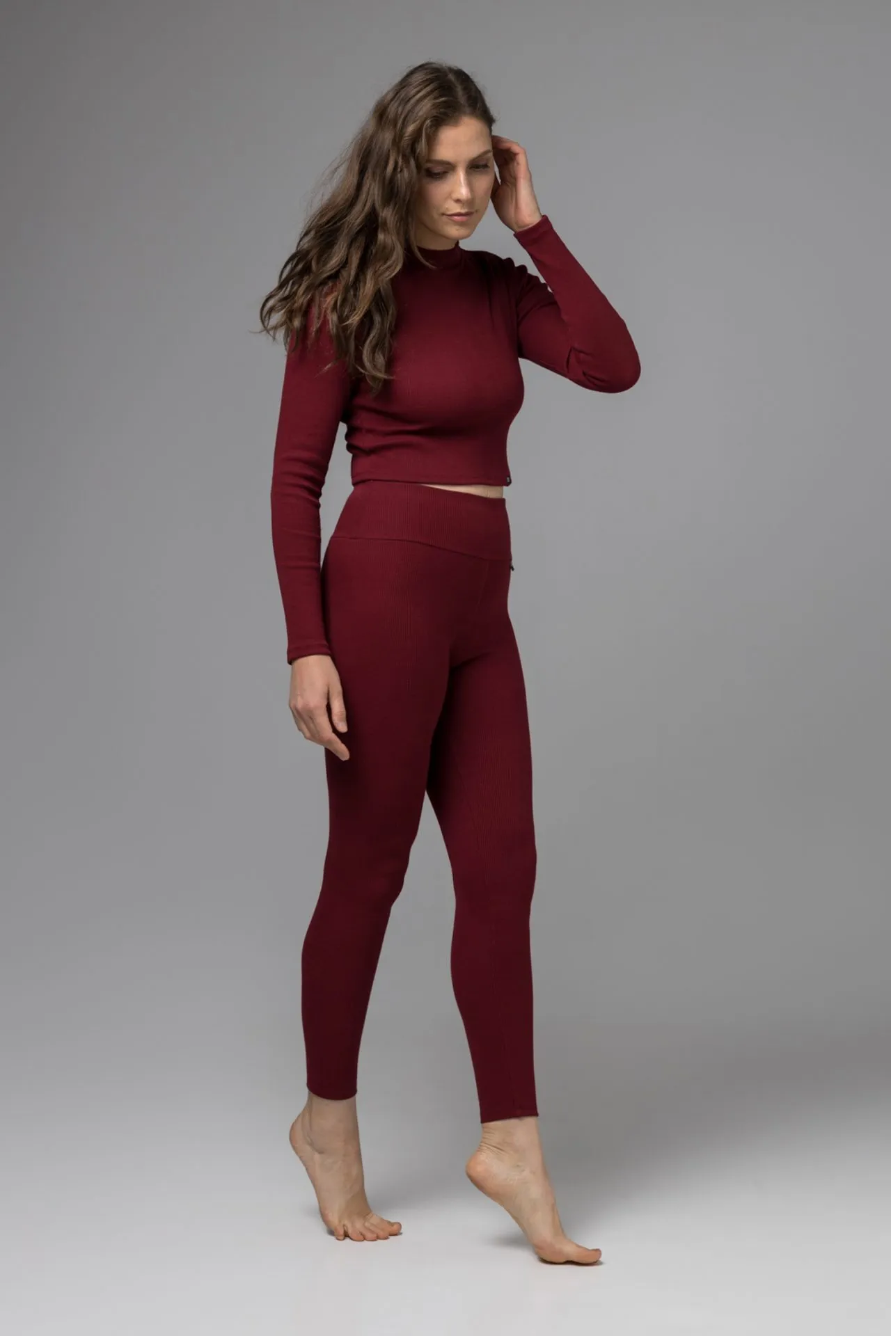 MUTA Rib Organic Cotton Leggings / Burgundy