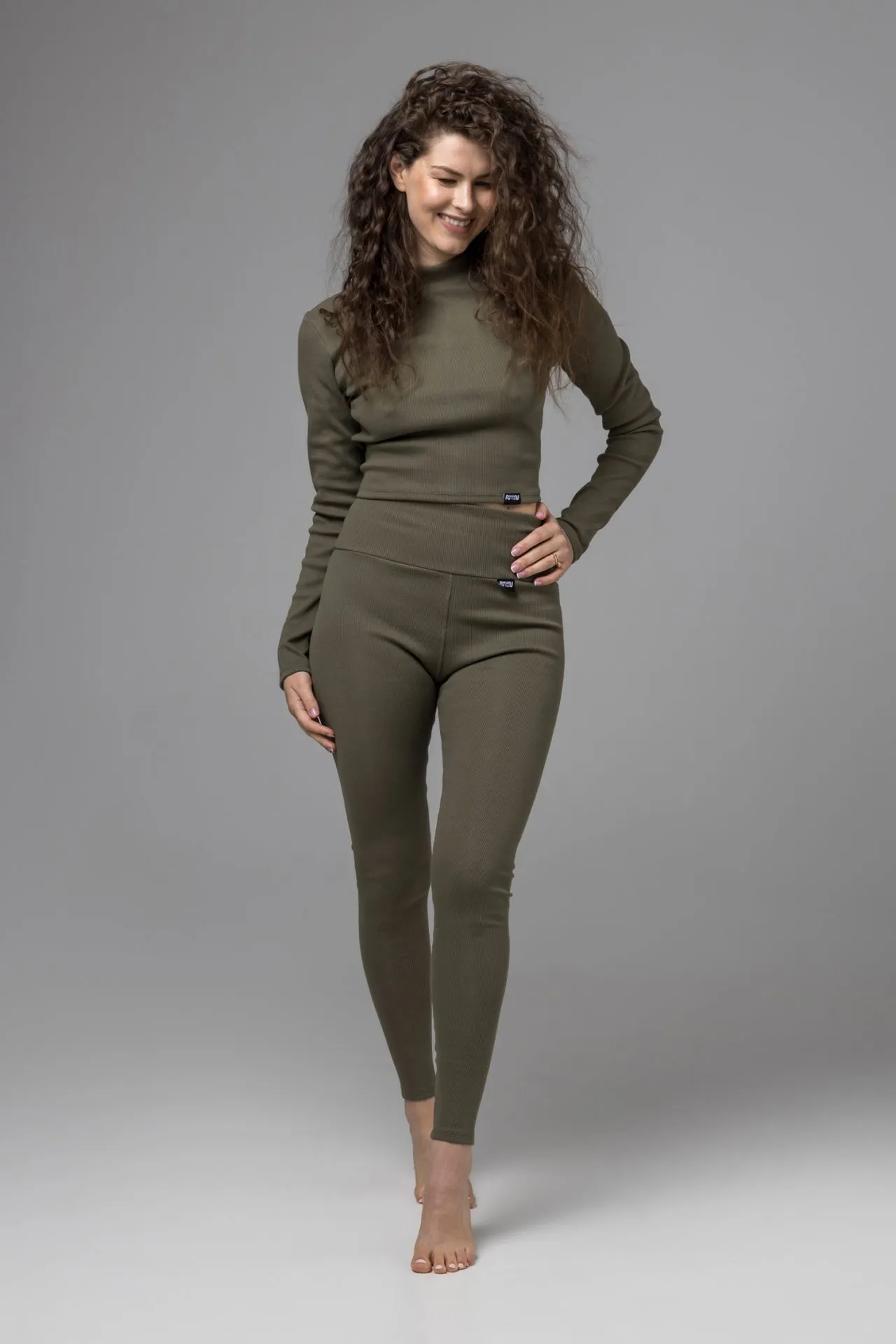 MUTA Rib Organic Cotton Leggings / Khaki