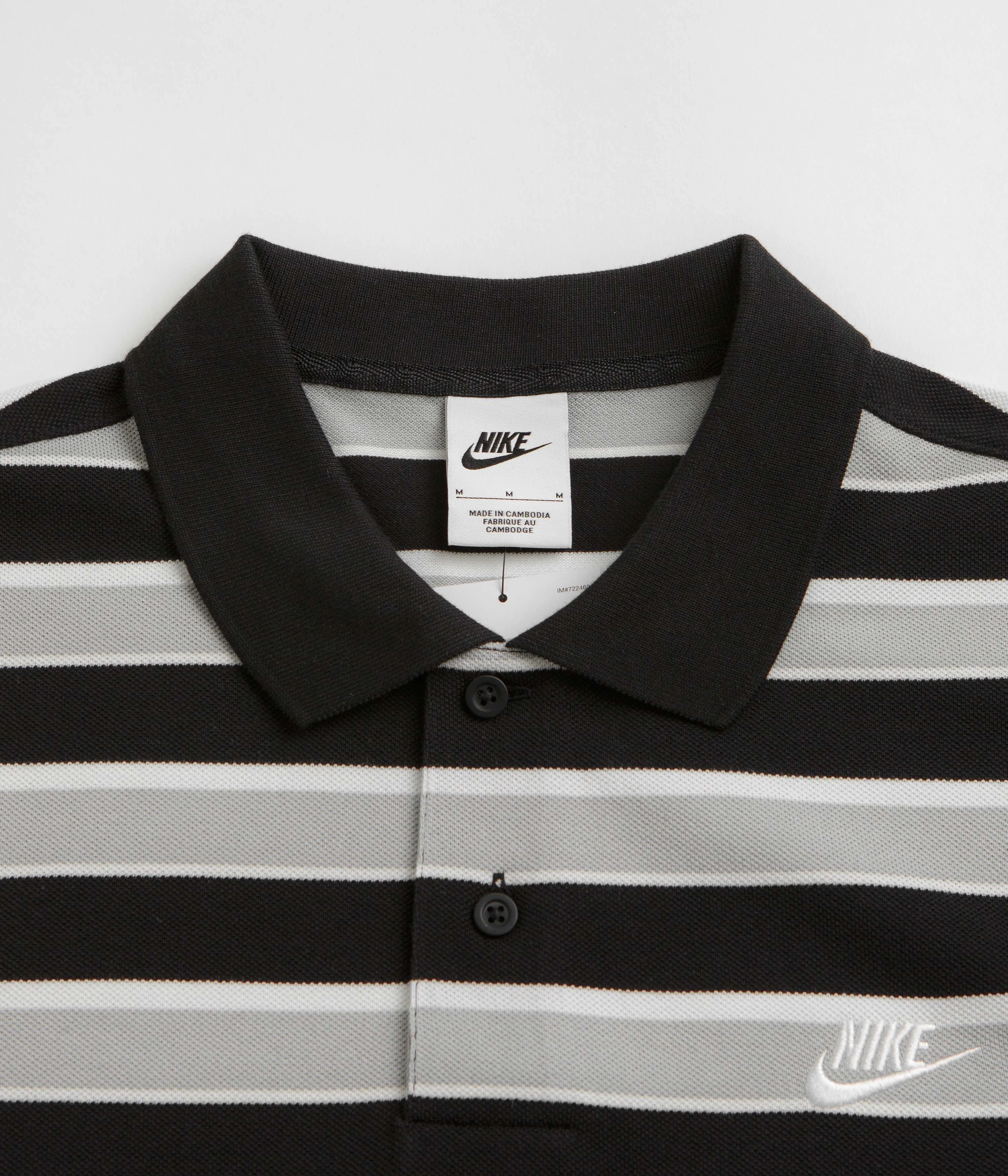 Nike Club Striped Polo Shirt - Black / White