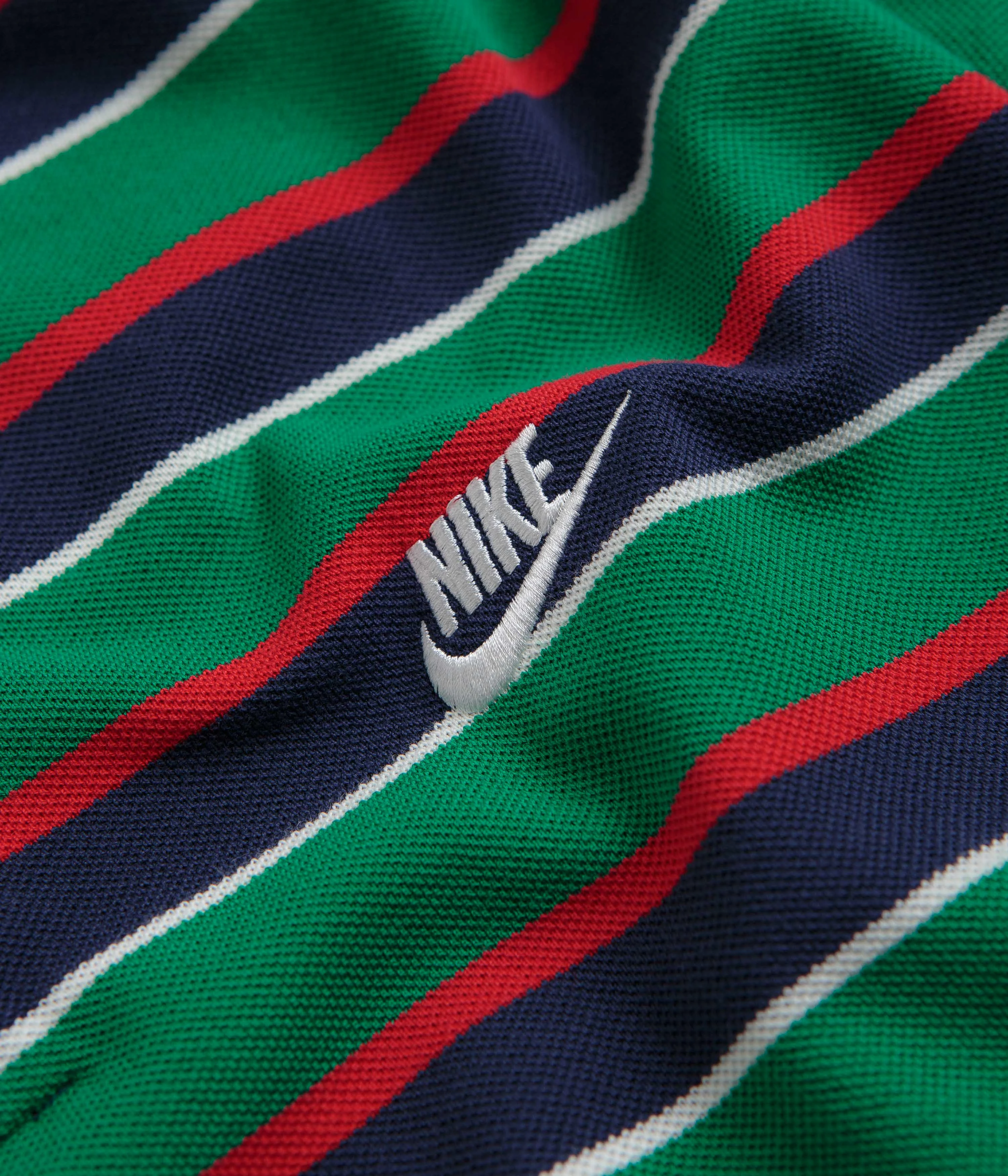 Nike Club Striped Polo Shirt - Midnight Navy / White