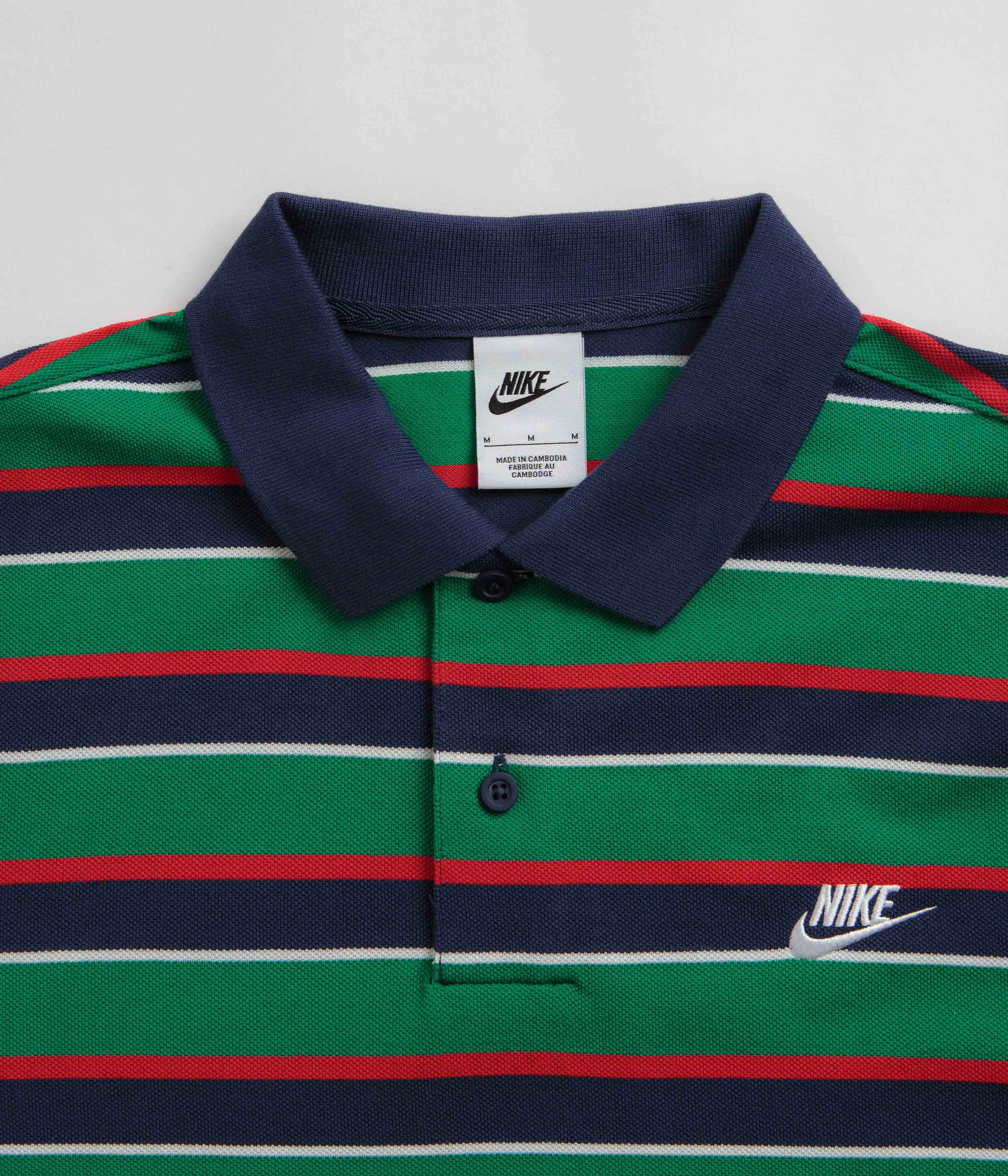 Nike Club Striped Polo Shirt - Midnight Navy / White