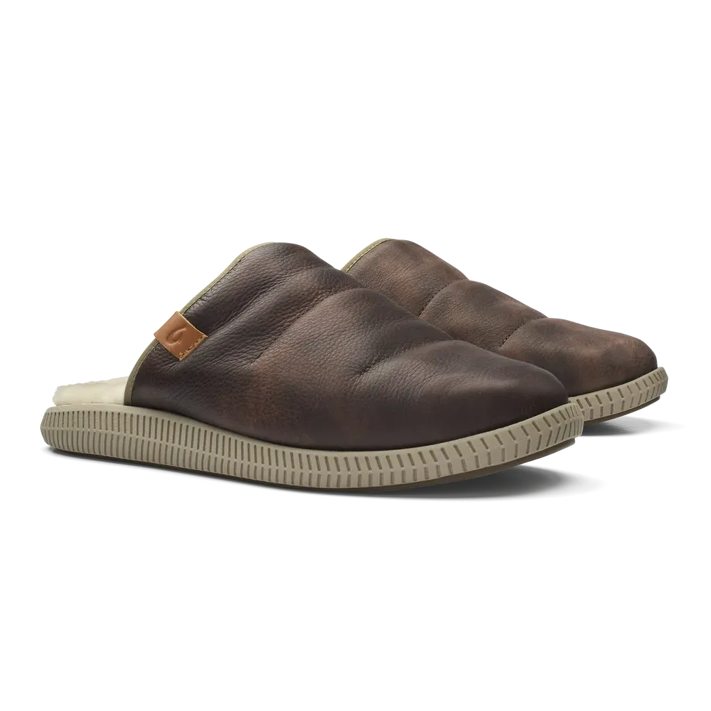 Olukai Men's Mua 'Ili Slipper - Dark Wood/Silt 10502-6321