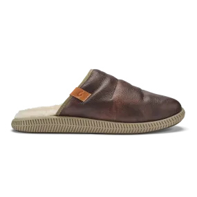 Olukai Men's Mua 'Ili Slipper - Dark Wood/Silt 10502-6321