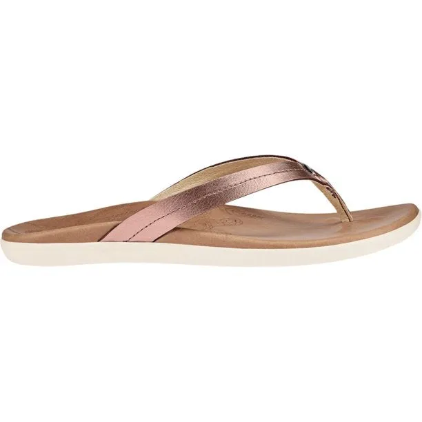 Olukai Women's Honu Leather Sandal  - Pink Copper/Sahara 20436-6FFM