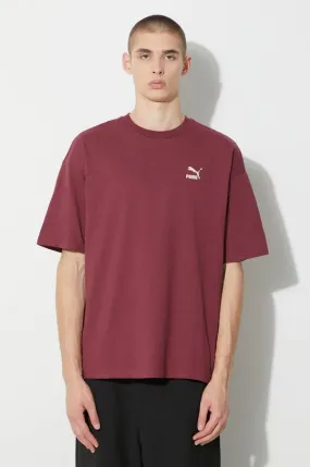 Puma cotton t-shirt BETTER CLASSICS Oversized Tee men’s maroon color 621315