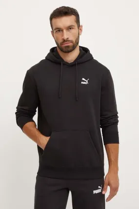 Puma sweatshirt Classics men's black color hooded with a print 535596