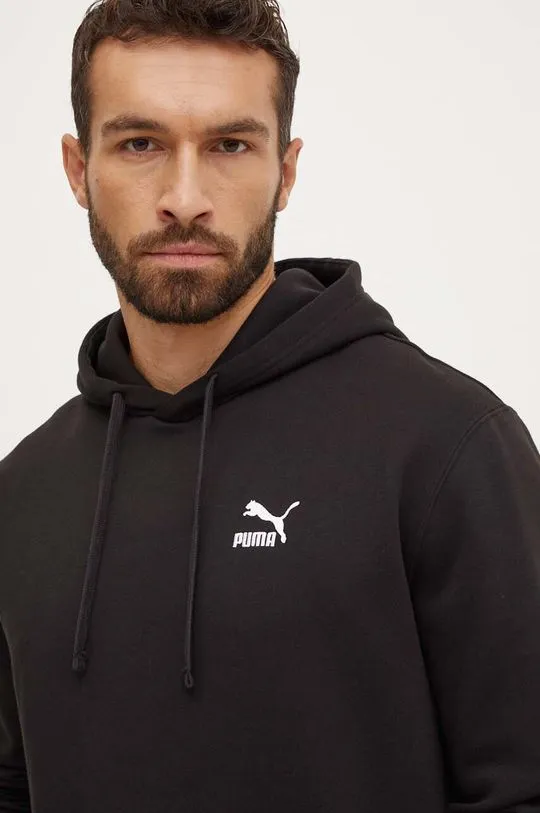 Puma sweatshirt Classics men's black color hooded with a print 535596