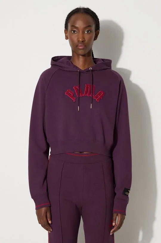 Puma sweatshirt Classics Play Paris Relaxed Hoodie women's violet color hooded 627484