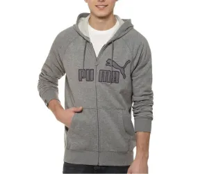 PUMA Zip Up Hooded Top Light Grey Melange