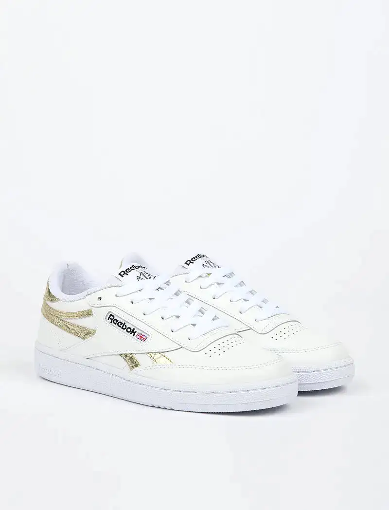 Reebok Womens Club C Revenge Trainer White / Gold Mt / White