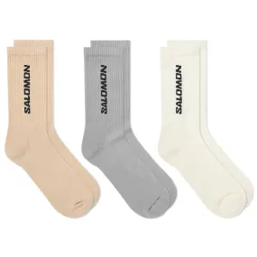 Salomon EVERYDAY CREW SOCK 3-PACKVanilla Ice, Metal & Hazelnut