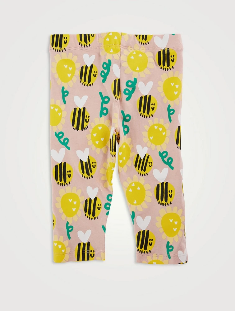 STELLA MCCARTNEY Cotton Leggings Bumblebee Sunflower Print