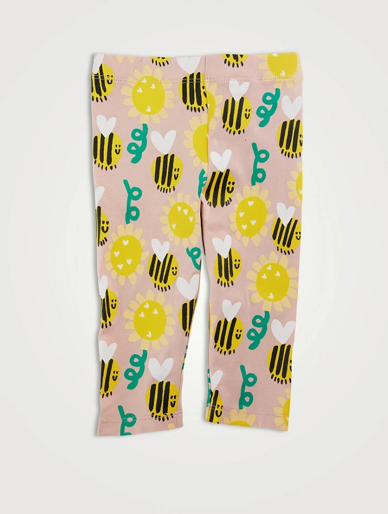 STELLA MCCARTNEY Cotton Leggings Bumblebee Sunflower Print