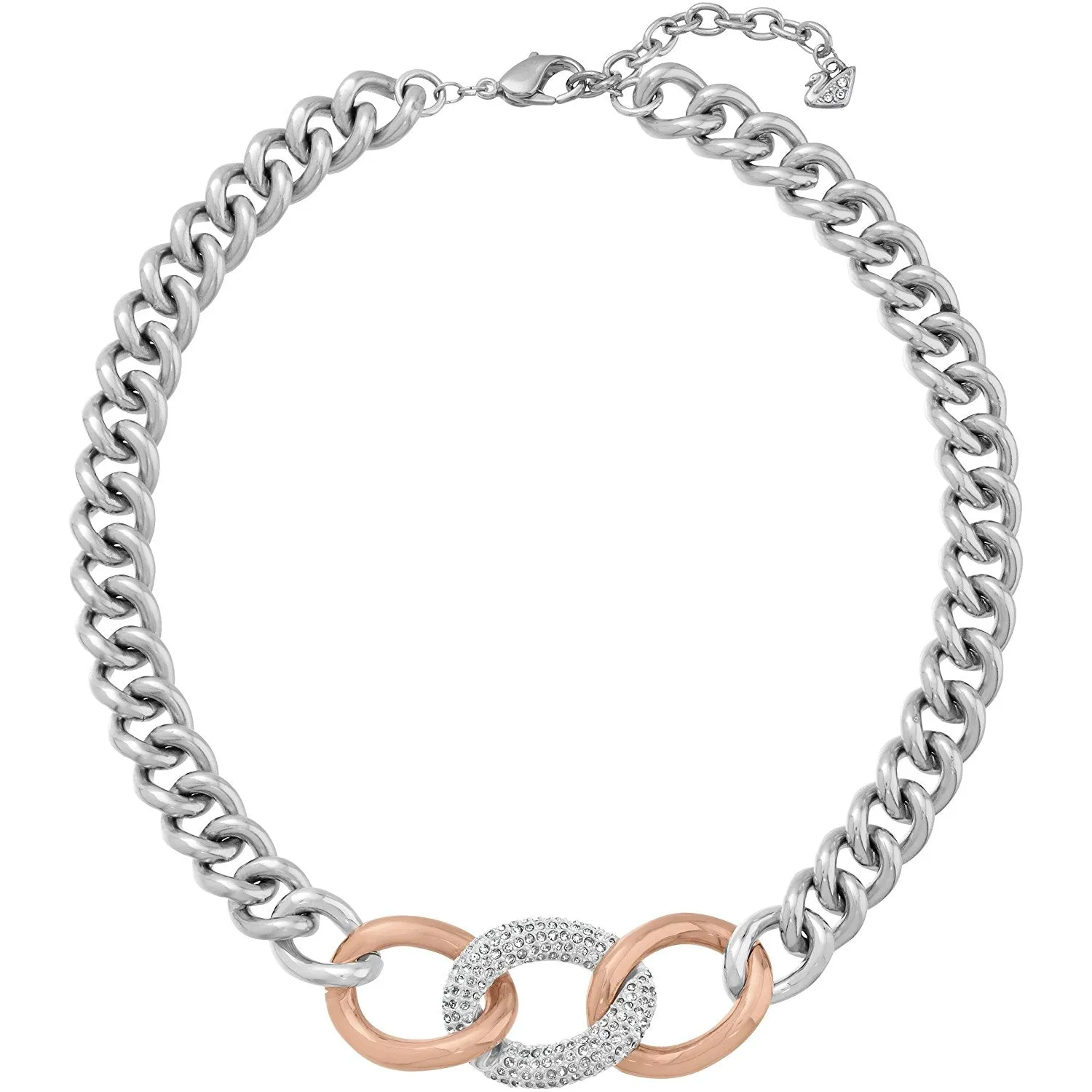 Swarovski Clear Crystal BOUND Necklace Chain Links Rose Gold Palladium #5080040