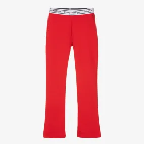 Teen Girls Red Flared Cotton Leggings