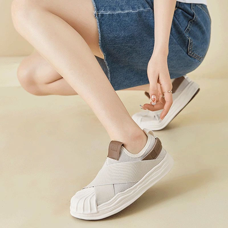 Women Shell Toe Elasticated Casual Shoes 