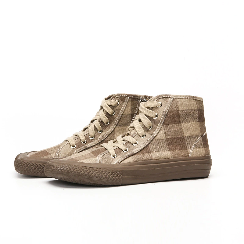 Women Square Toe Plaid Casual Shoes 